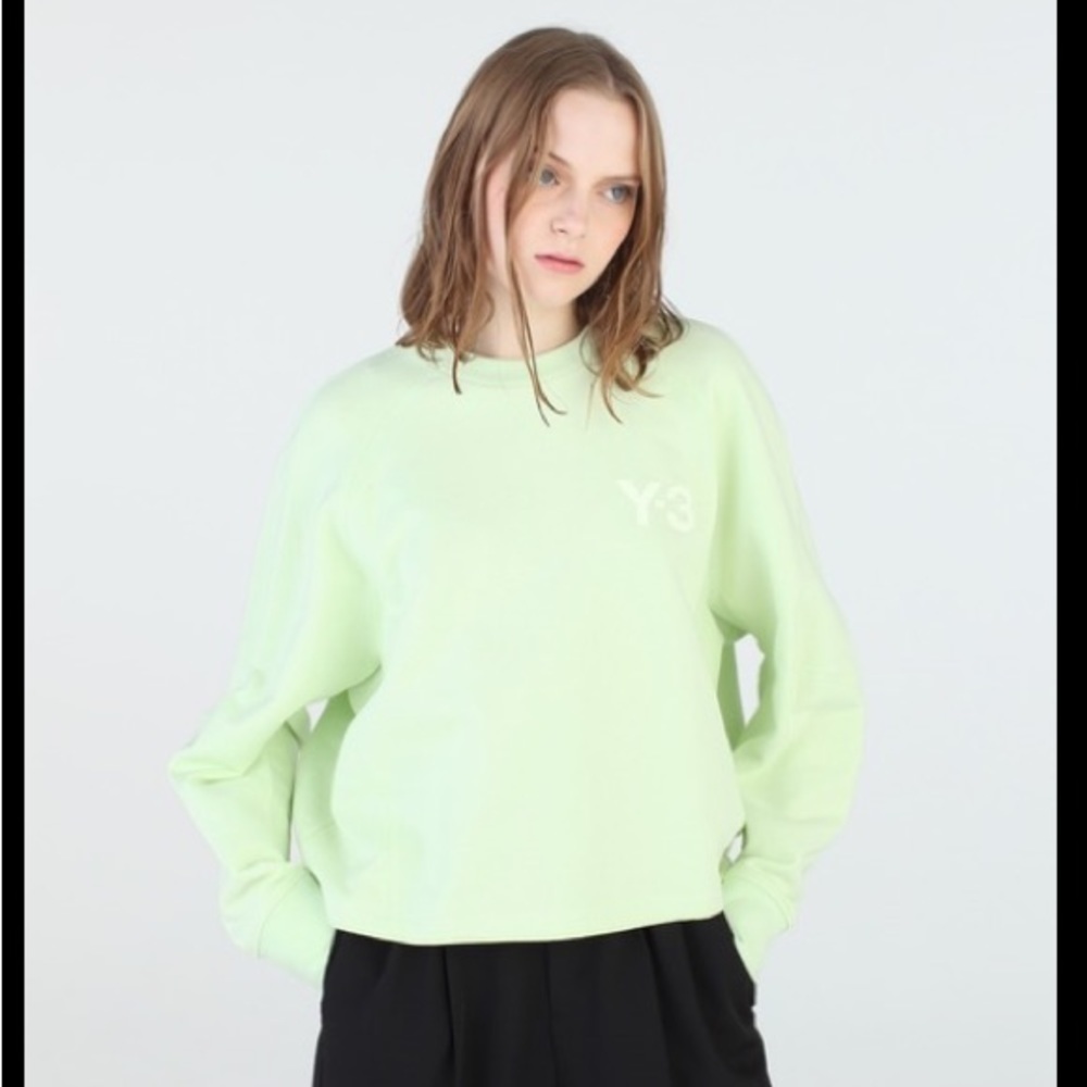 Adidas Y-3 CLASSIC LOGO CREW SWEATSHIRT Medium Florescent Yellow Y2K Streetwear